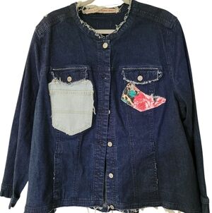 Sassy Britches Women's Denim Jacket with Floral Patch